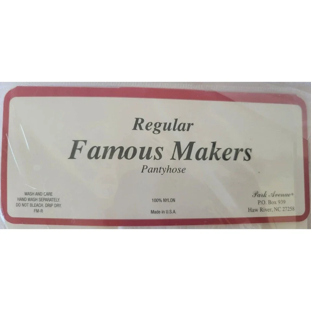 Famous Makers Pantyhose Womens Regular White Nylon Stockings Med/Tall 200298